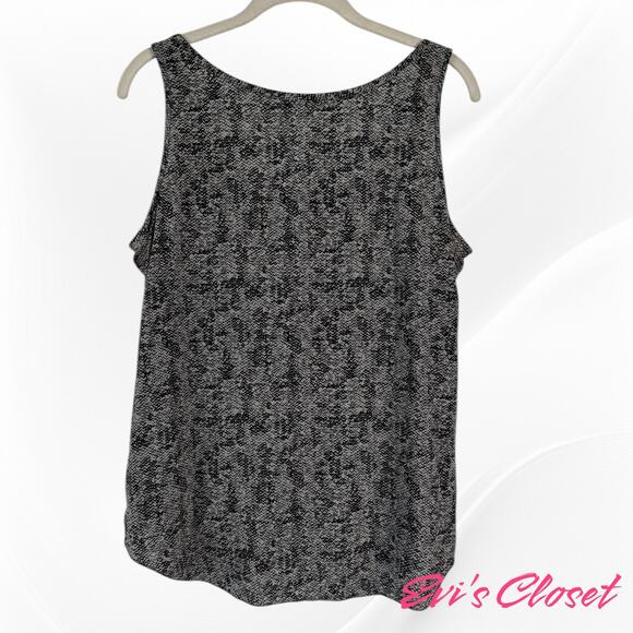 Eileen Fisher Women's Tank Sz M. Grey Scoop Neck Roadster Print Silk Crepe. - Picture 3 of 7